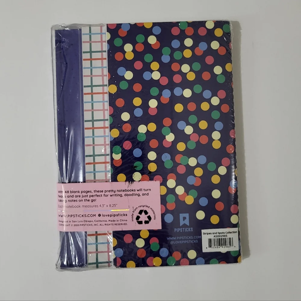 Pipsticks 3 Pack Stripes And Spots Colorful Notebook Cheetah In A Sweater Design